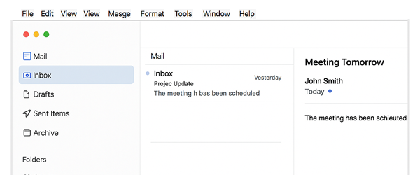 Outlook for Mac email setup screen using POP3 or IMAP